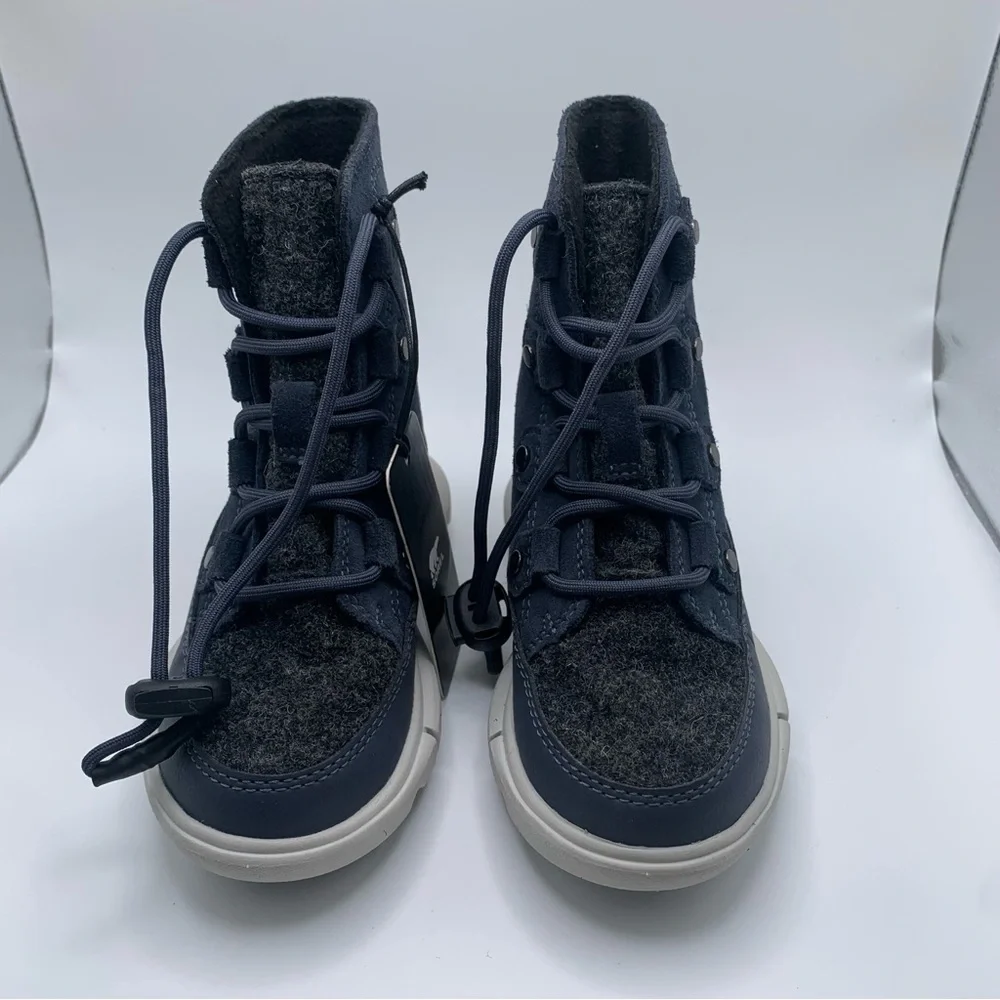 NWOB Sorel Kids Explorer Cozy toddler blue & grey snow boots size 9 NEW - Picture 2 of 9